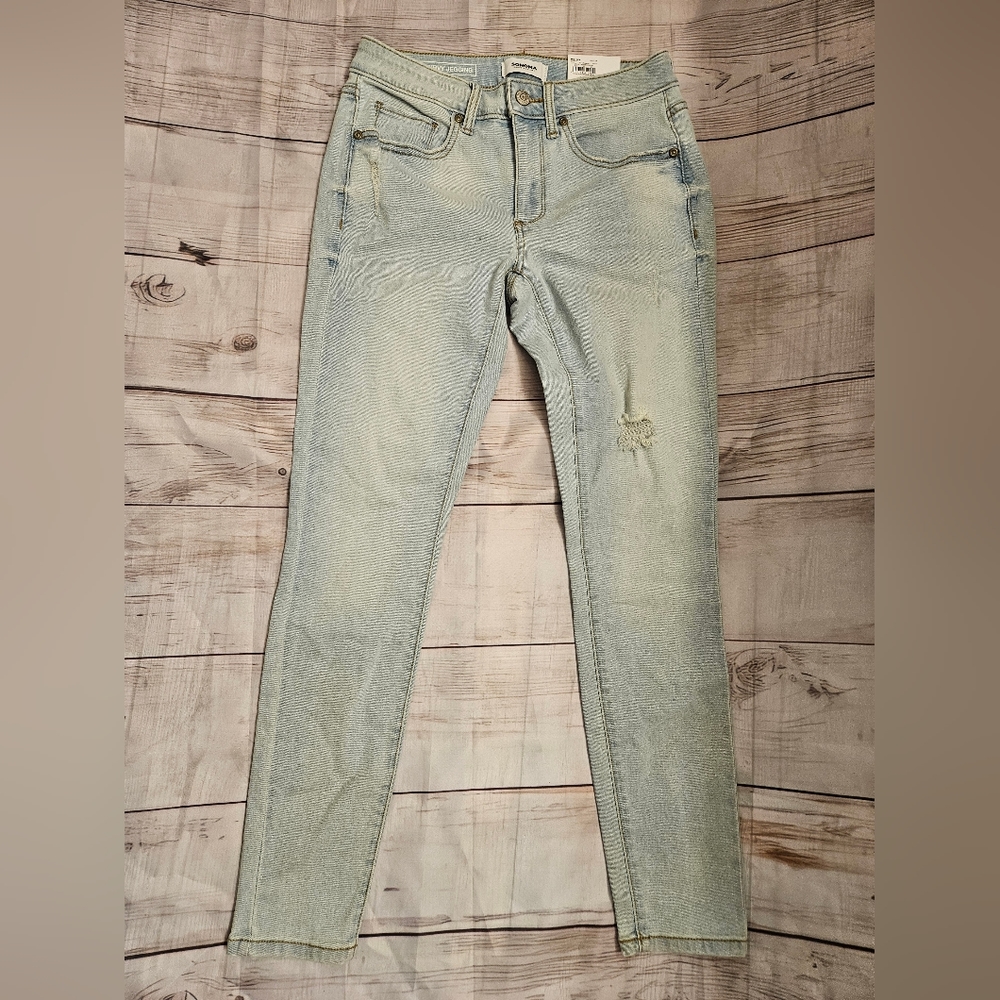 Lot of 2 Sonoma Light Wash Distressed High Rise Curvy Jegging, Size 2 R - Picture 2 of 8